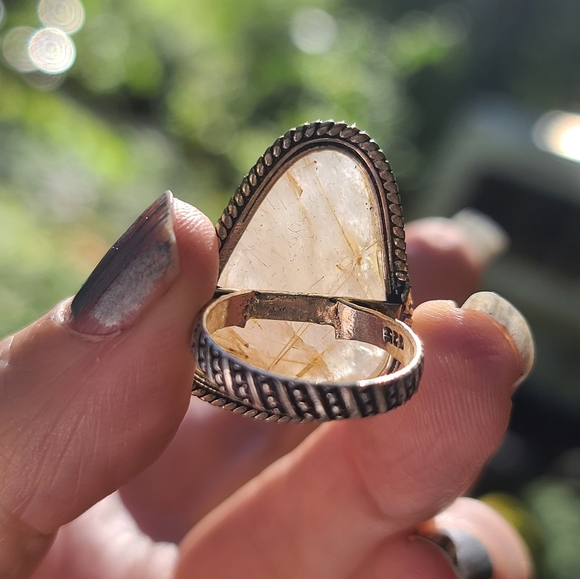 34k golden rutilated quartz sterling ring sz6 - Picture 3 of 10